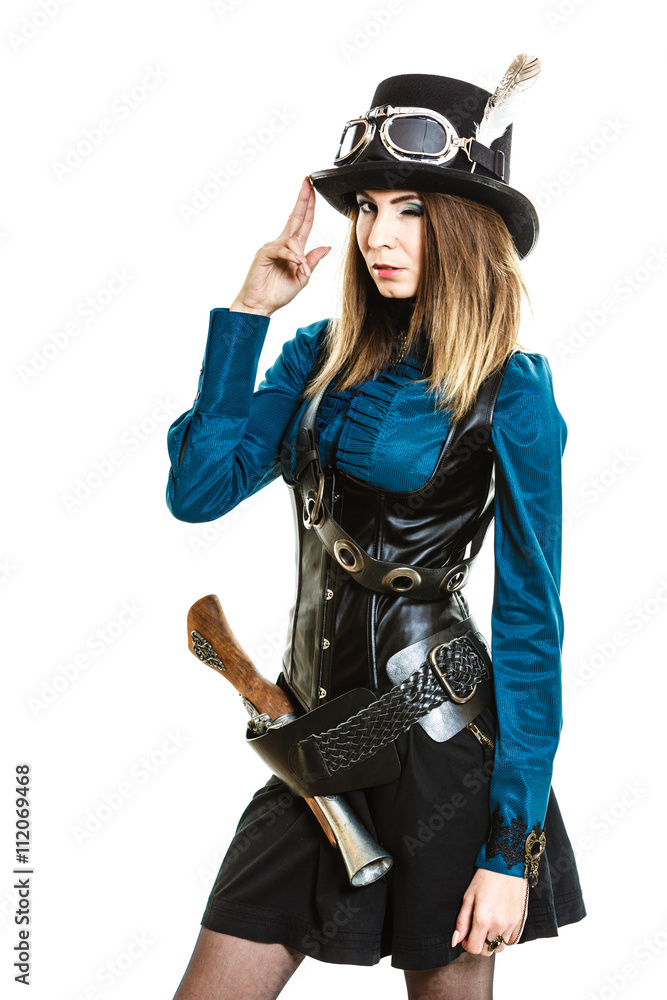 Cool girl in steampunk style. Cool girl in steampunk style.
