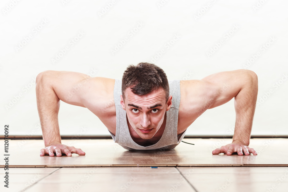Sports man making pushups, Sports man making pushups,