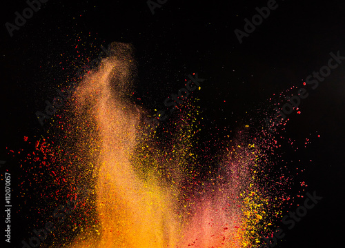 Freeze motion of colored dust explosion.
