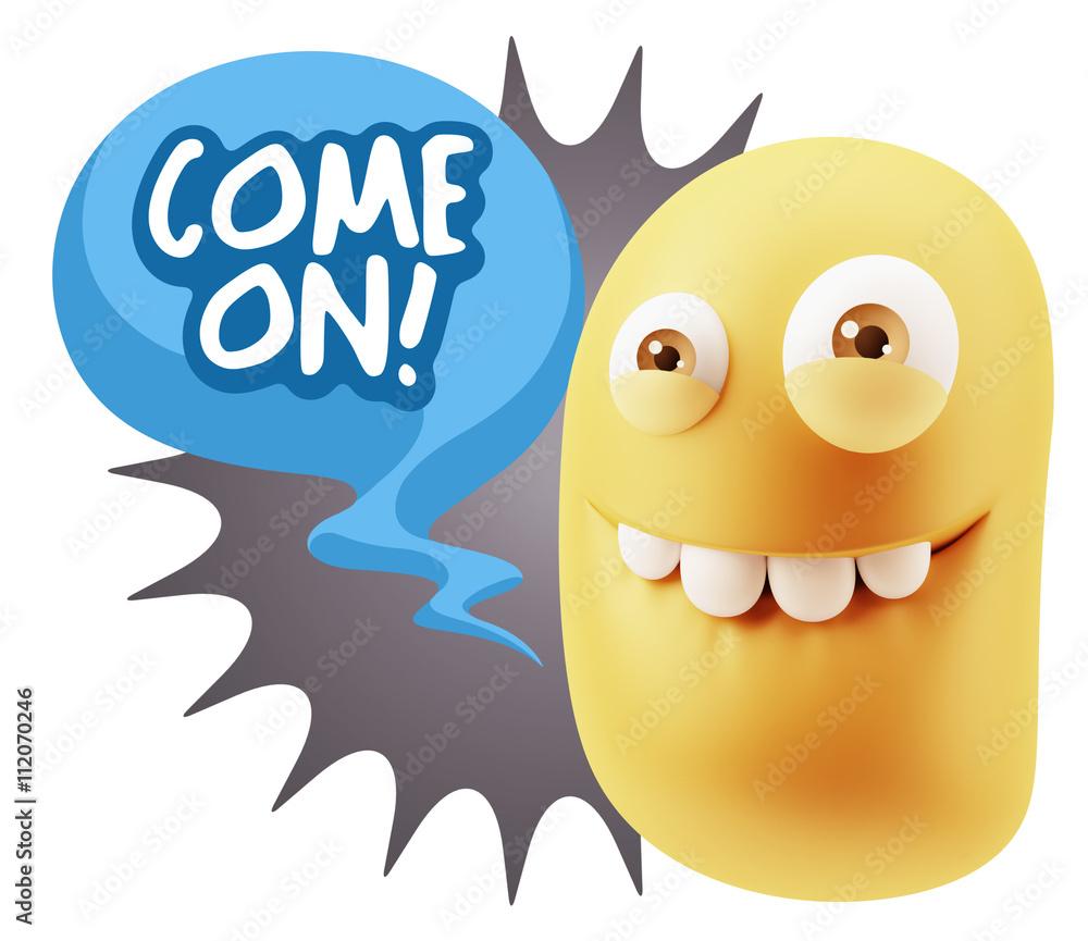 3d Illustration Laughing Character Emoji Expression saying Come 3d Illustration Laughing Character Emoji Expression saying Come