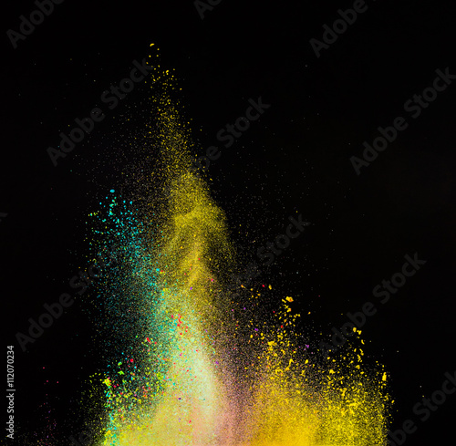 Freeze motion of colored dust explosion.