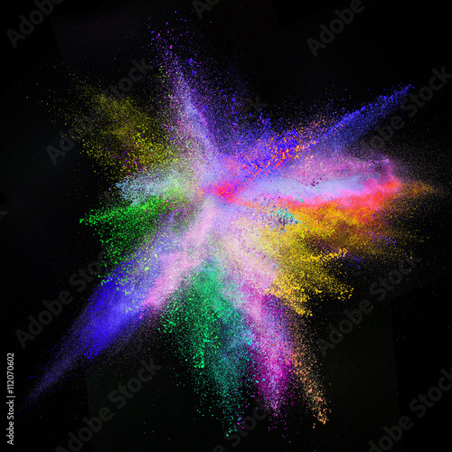 Freeze motion of colored dust explosion.