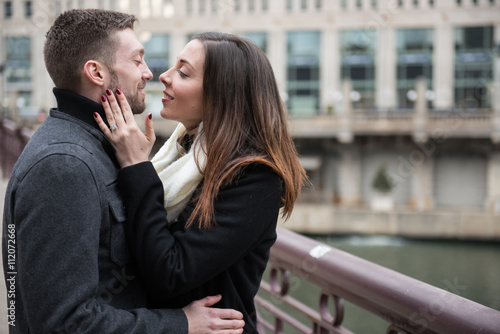 Slika na platnu Happy engaged couple outdoors