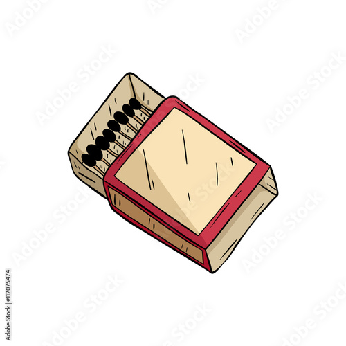 Pack or Box Matches With Color and Outline Also Doodle Style
