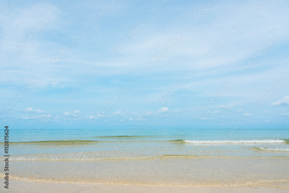 Exotic beach with gentle wave and clear, Ripple wave and clear on beact with blue sky