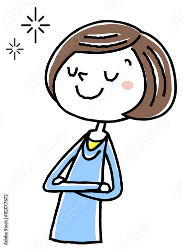イラスト素材：若い女性　自信
