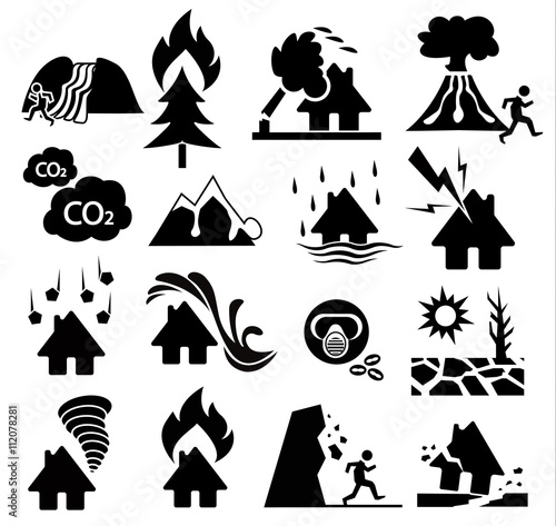 natural disaster icon set
