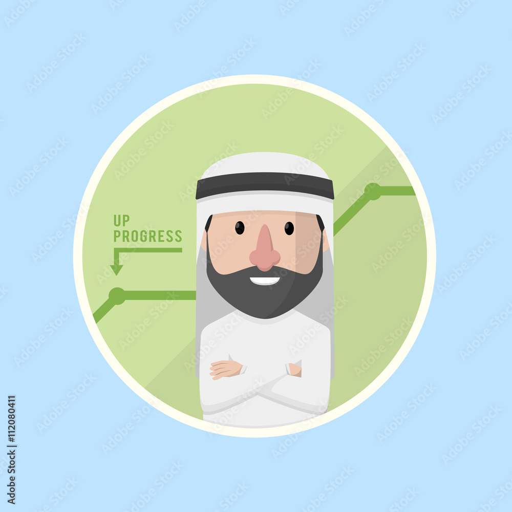 businessman arabian in circle progress