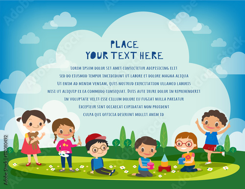 kids playing in the park vector cartoon