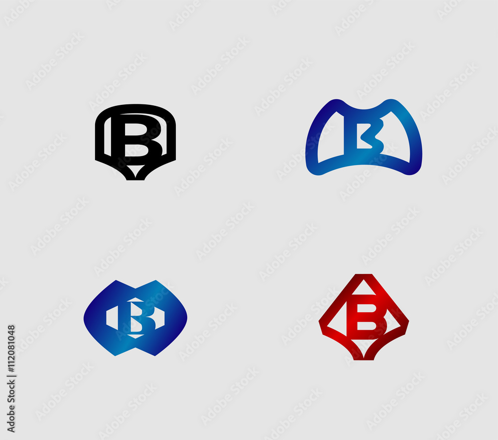 Abstract Letter b Icon set, collection
