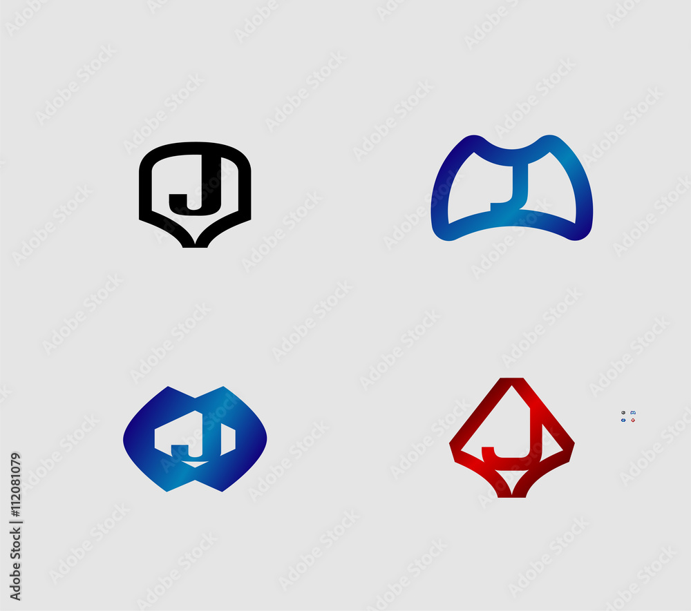 Abstract Letter j Icon set, collection
