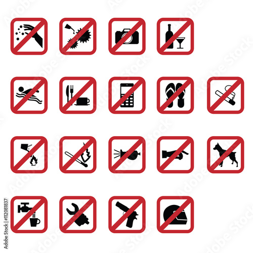 Set of symbol with prohibiting different designations