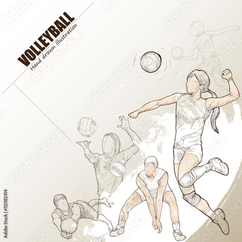 illustration of volleyball. Hand drawn. volleyball poster. Sport background.
