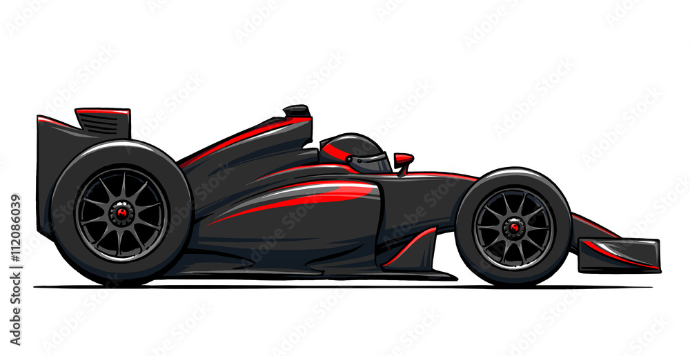 child's funny cartoon formula race car illustration art Stock ...