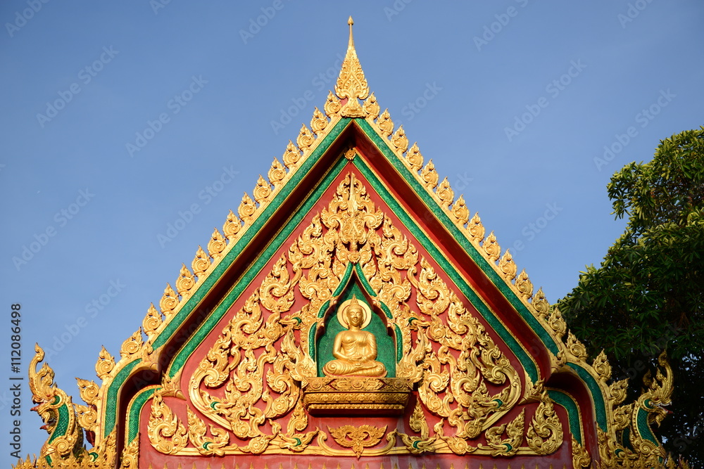 Thai sculpture in temple. Wat Samor Rai, Korat Thailand.