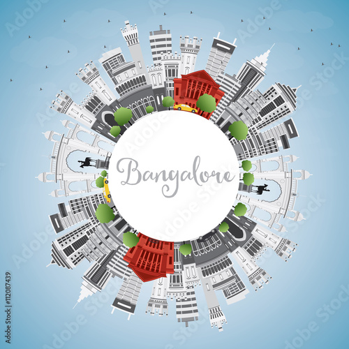 Bangalore Skyline with Gray Buildings, Blue Sky and Copy Space.