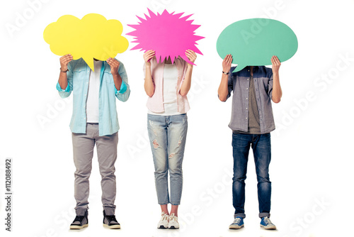 Young people with speech bubbles