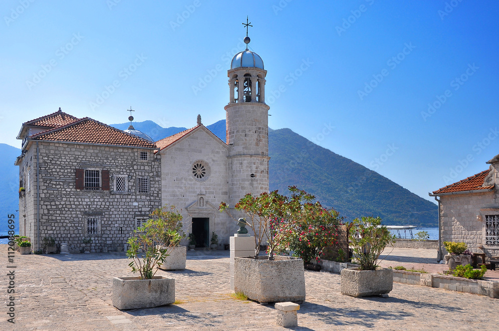 The Church on the island Gospa od Skrela in Montenegro.