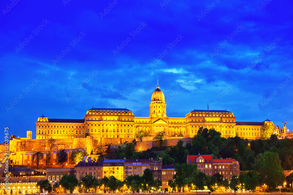 Budapest Royal Castle at night time. Hungary