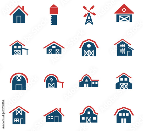 farm building icon set
