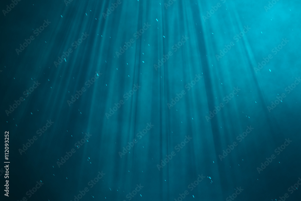 Underwater sea, ocean with light rays. 3d illustration Stock ...