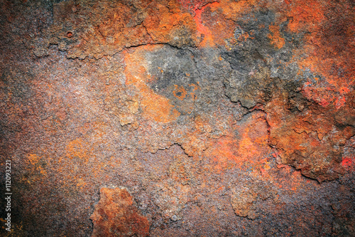 Abstract background texture of rusty dirty iron metal plate. Old rusty metal. Red rusted metal with copy space for text or image. Dark edged