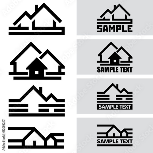 Creative House Icons from Lines. Concept Idea