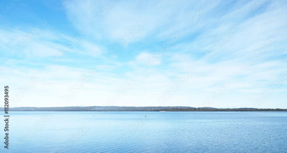 Beautiful sea level with fantasy blue sky for composite backgrounds