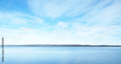 Beautiful sea level with fantasy blue sky for composite backgrounds