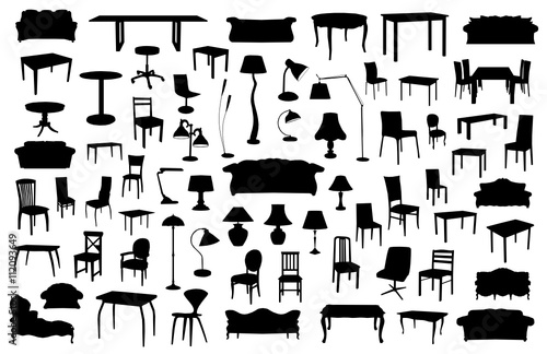 Set of furniture silhouettes