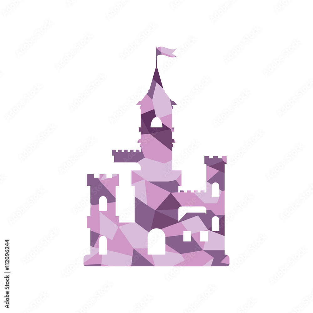 flat castle icon, abstract medieval kids castle silhouette