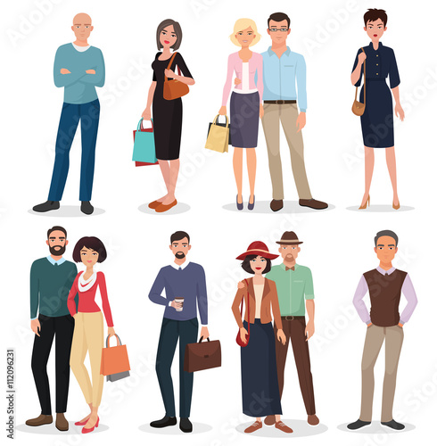 International people and couples with shopping bags collection.