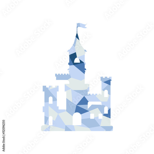 flat castle icon, abstract medieval kids castle silhouette