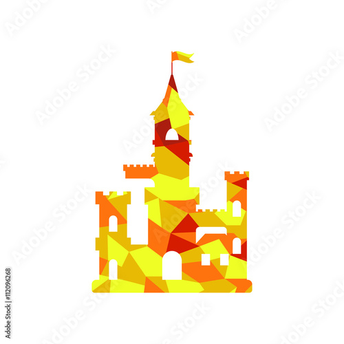 flat castle icon, abstract medieval kids castle silhouette