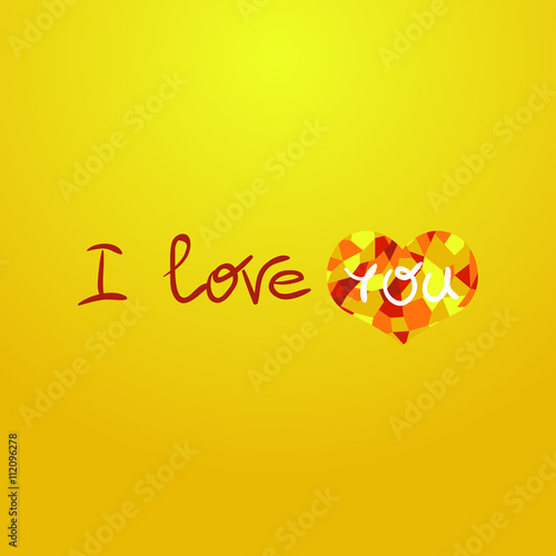 Hand lettering typography poster. Romantic quote 'I love you'. F