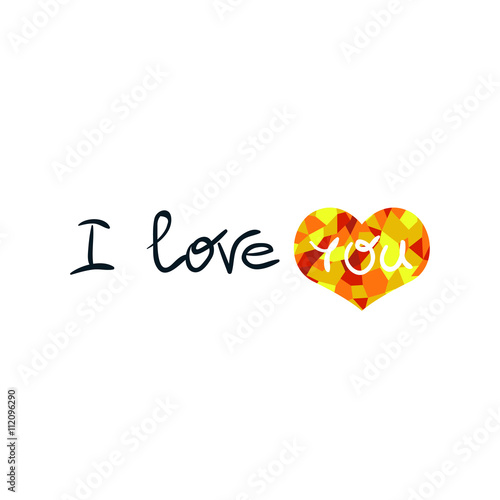 Hand lettering typography poster. Romantic quote 'I love you'. F