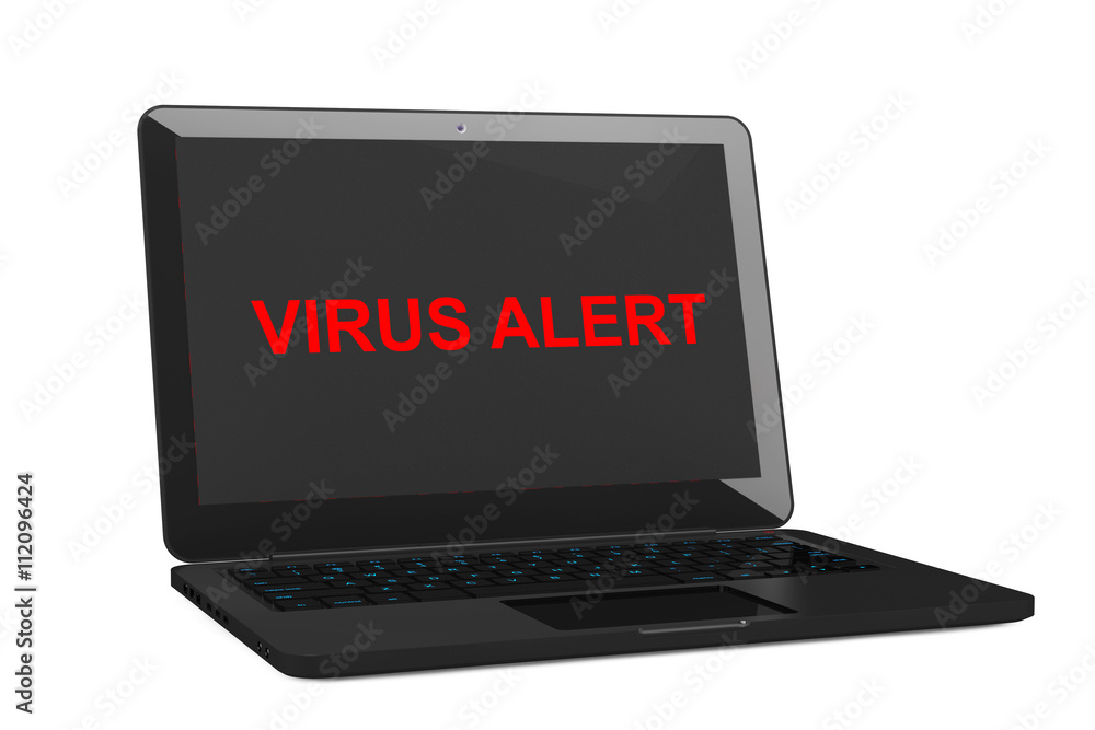 Mobile Security Concept. Virus Infected Laptop. 3d Rendering Mobile Security Concept. Virus Infected Laptop. 3d Rendering