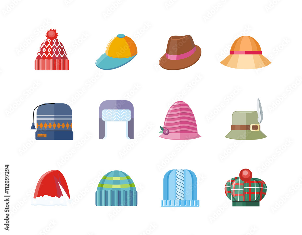 Set of Hat Flat Design Collection Set of Hat Flat Design Collection