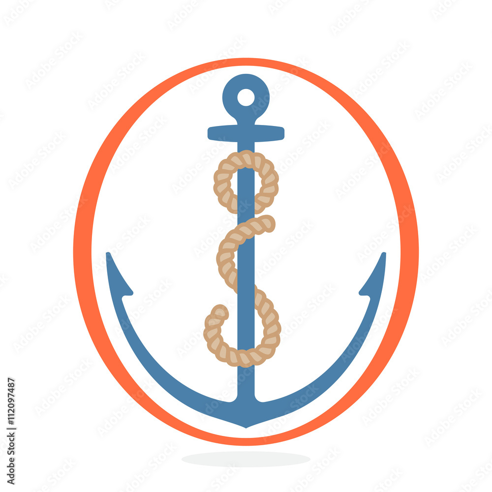 I letter logo formed by rope with an anchor. I letter logo formed by rope with an anchor.
