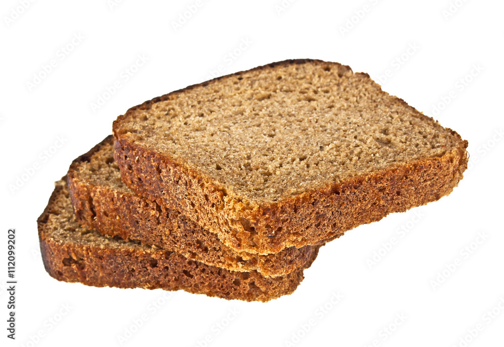 Sliced of rye bread, isolated on white background Sliced of rye bread, isolated on white background
