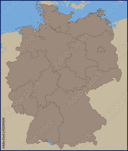 Empty Political Map of Germany