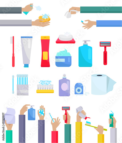 Accessories and Hygiene Items Design Flat