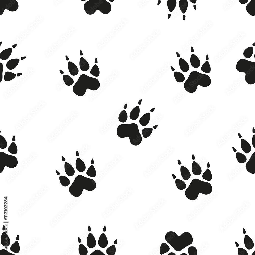 Fototapeta premium Animal - birds and mammals footprints silhouettes set isolated on white background.