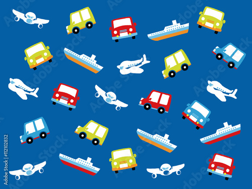 Various types of transport: car, train, airoplane, ship. Vector set of different means of transportation. photo