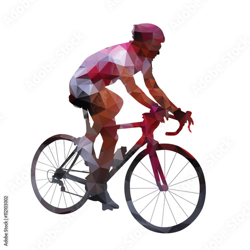 Cycling. Abstract geometrical vector road cyclist on his bike. P