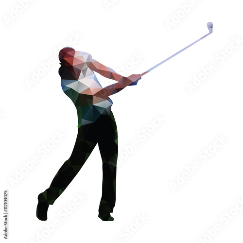 Golf. Abstract geometric golf player. Polygonal golfer silhouett