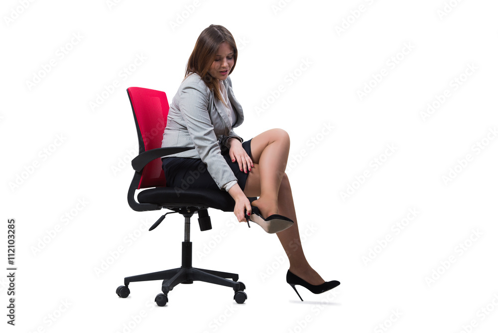 Fototapeta premium Businesswoman sitting isolated on white background