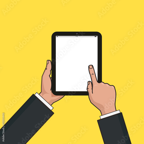 Digital tablet in businessman hands.