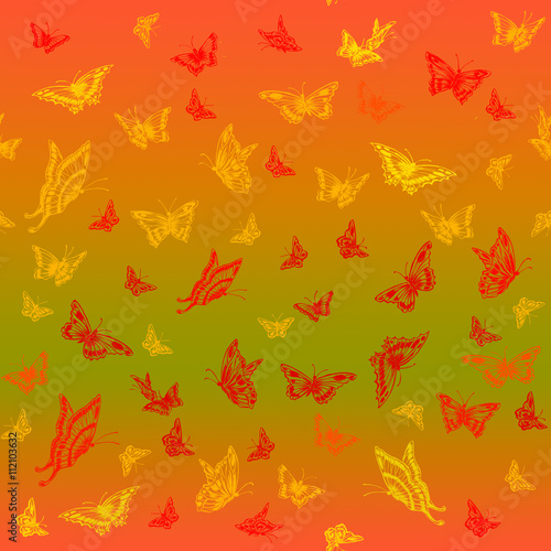 Abstract seamless pattern with butterflies.