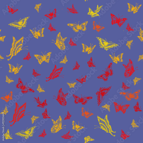 Abstract seamless pattern with butterflies.
